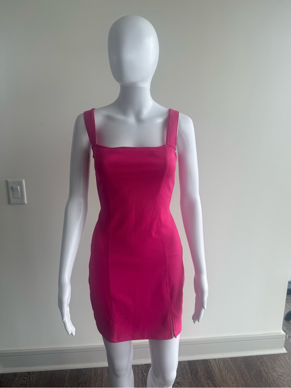 H&M Hot Pink Square-Neck Mini Dress